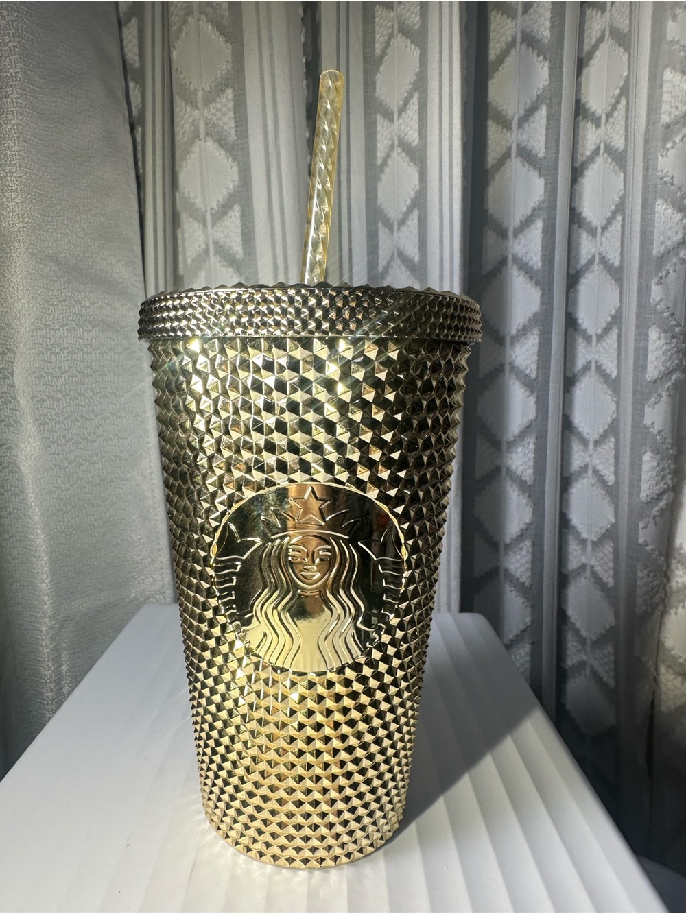 Starbucks Gold Studded Reusable Cup with Straw